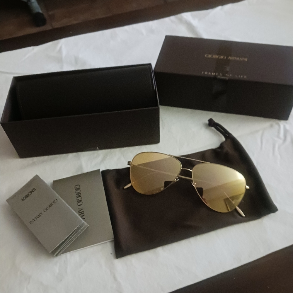 Giorgio Armani Gold Aviator Sunglasses